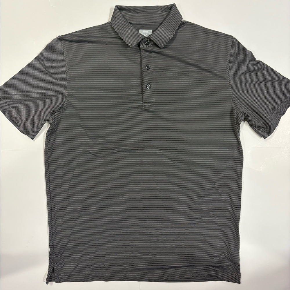 Callaway Opti-dri Button-up. Grey Black Stripe. Mens Medium